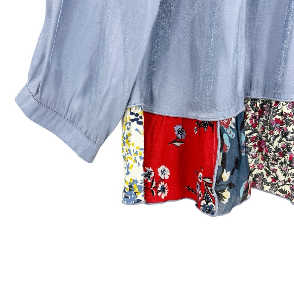 John Mark Top Blue Haze Patchwork Trim Lightweigh… - image 3